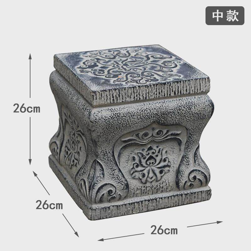#室外中式花架庭院子阳台小花园布置户外花台盆景架仿石墩花盆底