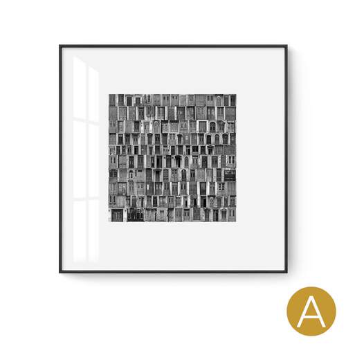 黑白拼贴艺术装饰画小众样板间售楼部挂画玄关走廊过道壁画尺寸大