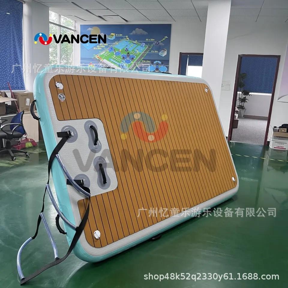 户外水上休闲充气浮台防滑垫免停靠浮桥码头平台浮床浮排游艇搭建