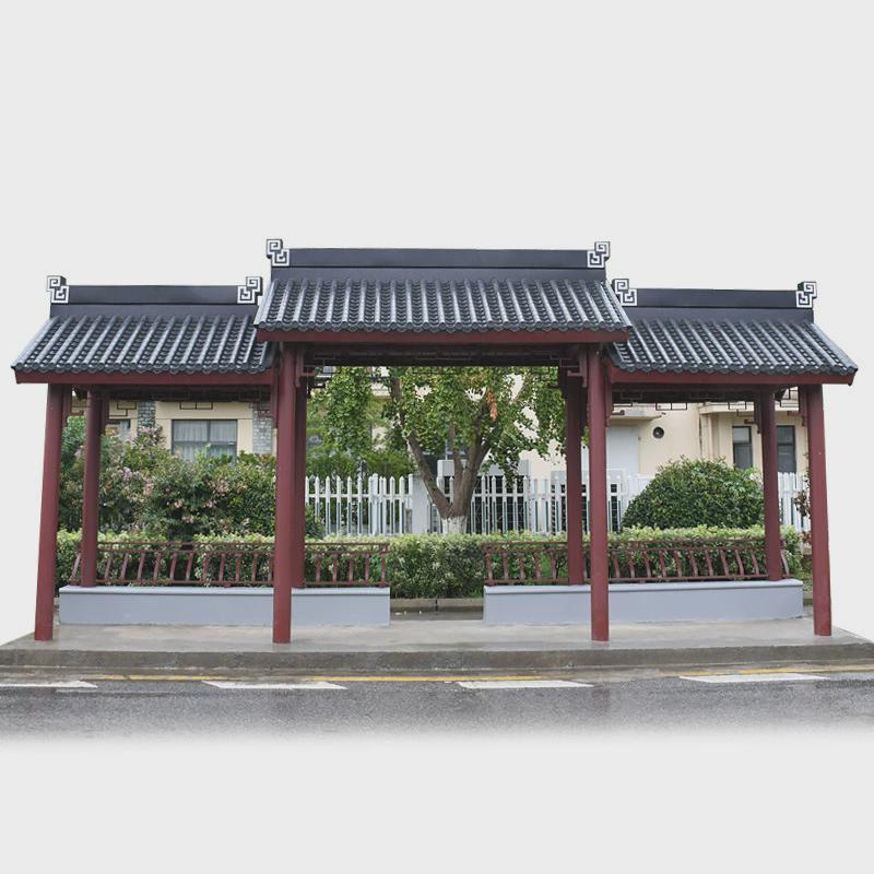 厂家定制仿古实木户外长廊古建榫卯防腐木文化走廊公交车站台廊架
