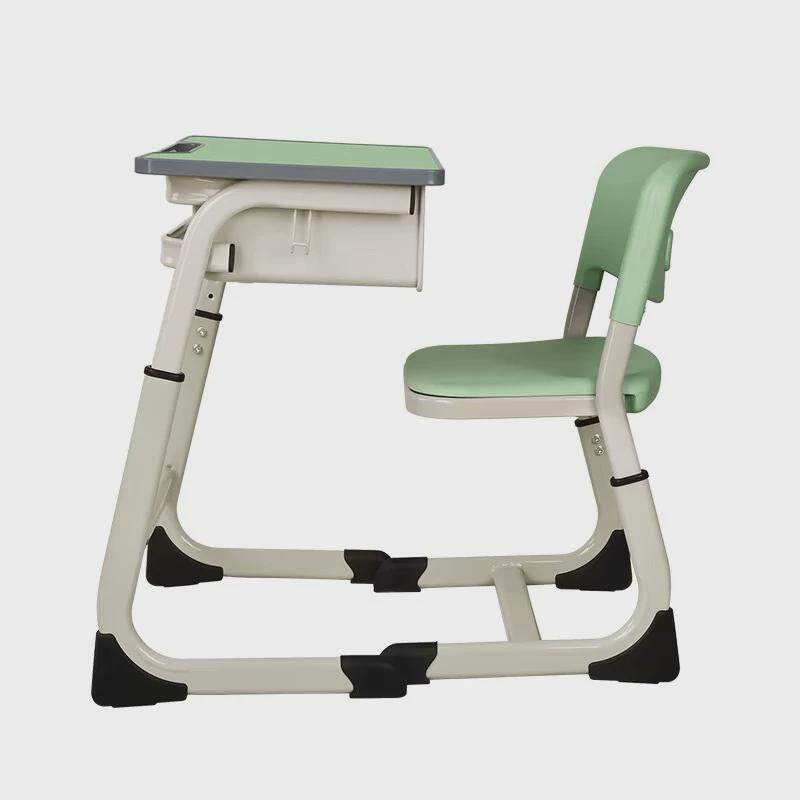 厂家直销学校双人课桌椅法式抽芯弯可升降中空椅板单人学生课桌椅