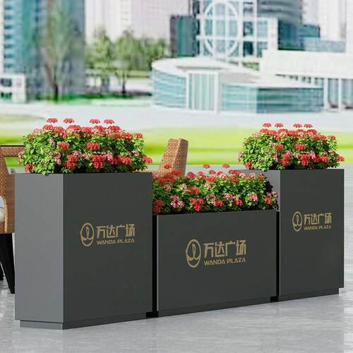 户外组合不锈钢花箱花坛外摆市政花架房地产树箱道路立体铁艺花槽
