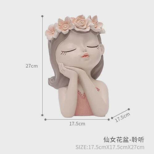 可爱少女多肉植物花盆仙女花器卷叶吊兰盆小清新人像花盆花园装饰