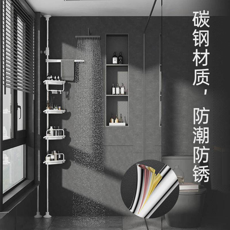 架304浴缸架免打孔转角置物架收纳架可伸缩夹缝整理不锈钢三角架
