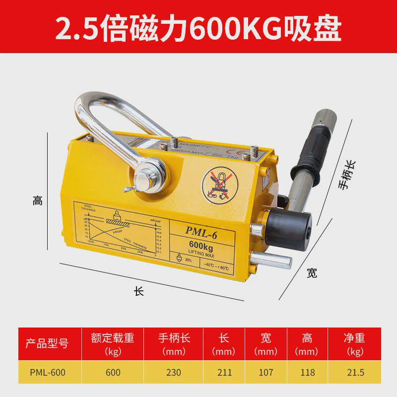 落地钢永磁起重器1吨2吨3吨5吨工业手动强磁铁聚吸盘不消磁磁力