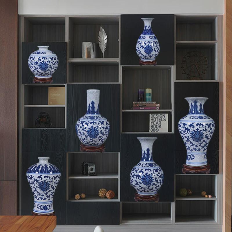 灵祺仿古青花冰裂陶瓷花瓶居家工艺品客厅博古架装饰小摆件