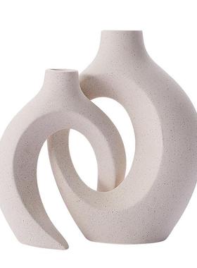 北欧陶瓷白色花瓶ins风创意花器摆件插花简约高级感批发欧式轻奢