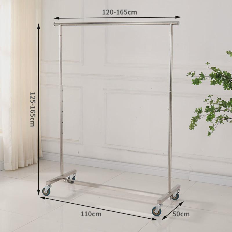 服装店展示架可升降带轮货架金色移动服装伸缩龙门架不锈钢挂衣架