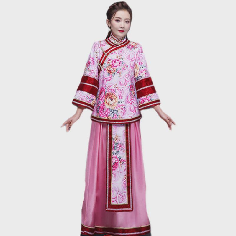 清朝古装女小姐百姓丫环民国风秀禾服少奶奶中式伴娘喜娘演出服装