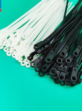 2.5*110自锁式固定头扎带白色尼龙66电线捆扎固定M3螺丝孔扎带