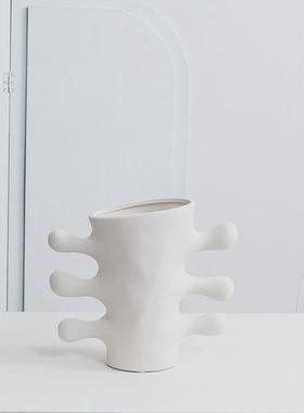 台面抽象艺术白色陶瓷花瓶样板间售楼处玄关现代装饰品插花花器