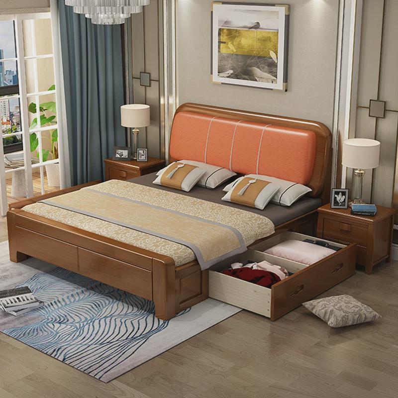 单人床实木床现代简约1.2米1.5m小户型储物收纳床1米小床出租屋