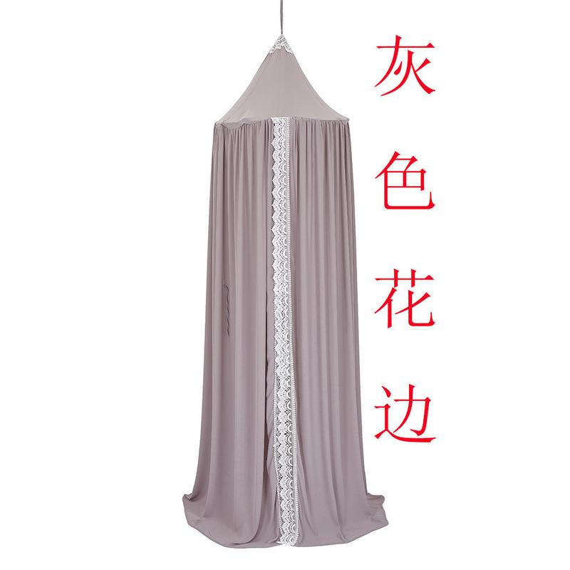 ins新款床帐夏季雪纺花边儿童房圆顶床幔帐篷蚊帐三色