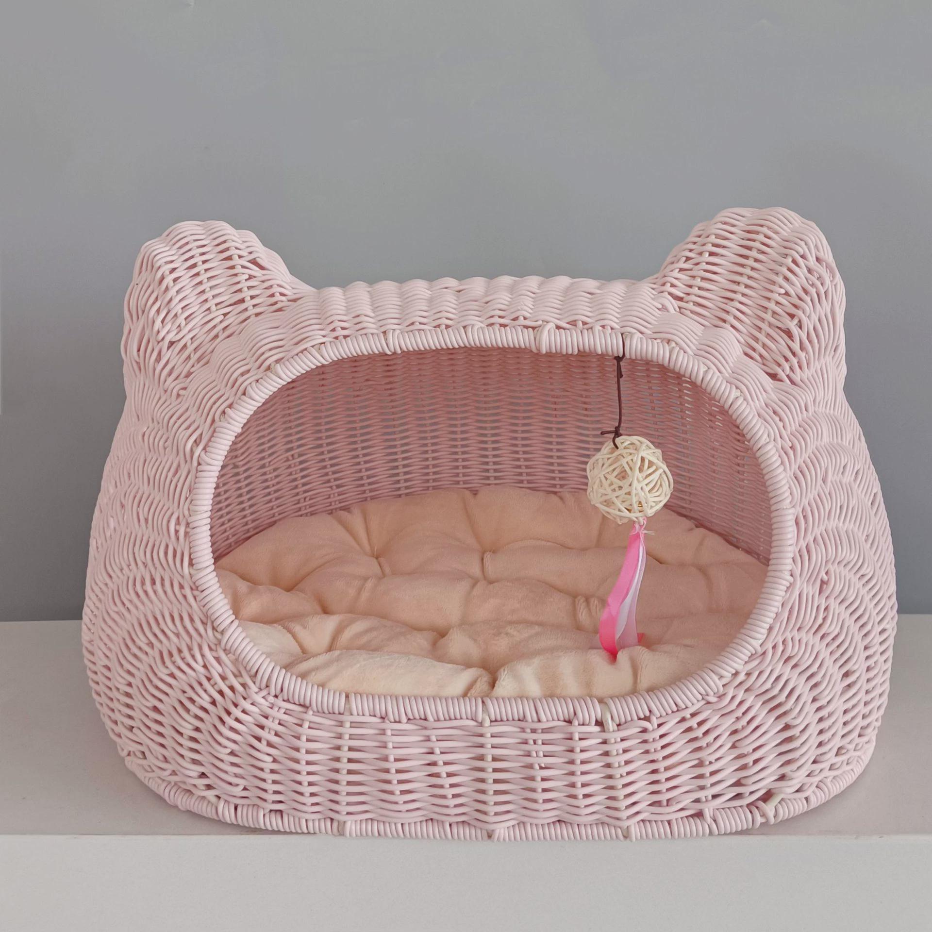 可水洗藤编宠物用品猫笼狗窝猫窝四季通用手工编织半封闭猫窝