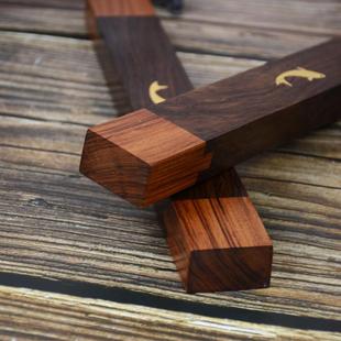 酸枝木燕尾榫卯镇尺红木镶嵌黄杨镇纸文毛笔文房四宝实木镇尺