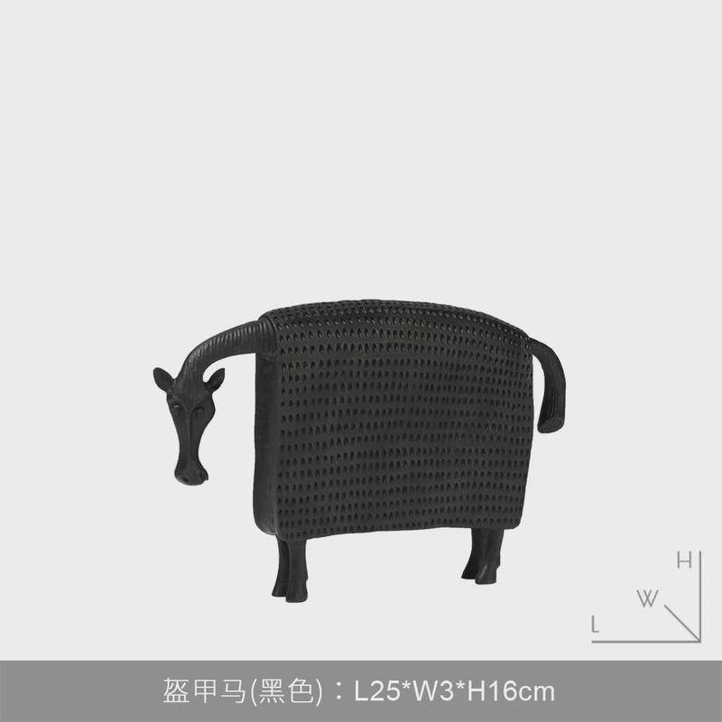 创意艺术盔甲马摆件现代创意家居样板房间书房玄关柜装饰品摆设