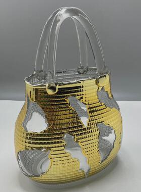 新款鱼缸包包玻璃花瓶透明ins风高颜值客厅桌面创意水培装饰摆件