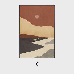 现代极简进门玄关装饰画莫兰迪客厅大幅落地画艺术抽象样板间挂画