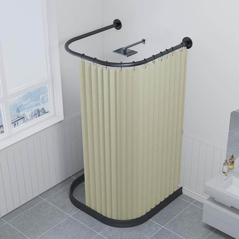 磁吸浴室浴帘u型弧干湿分离折叠布套装免打孔隔断卫生间防水浴罩,家庭/个人清洁工具,浴帘,淘宝优惠券,粉丝福利购,淘宝优惠卷