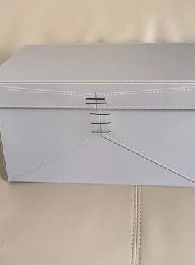 定制中式皮质储物箱家居样板间橱柜衣柜收纳盒木制装饰品摆件批发