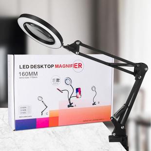 160mm环形led灯悬臂带夹子台灯十倍阅读 看书放大镜刺绣美容维修
