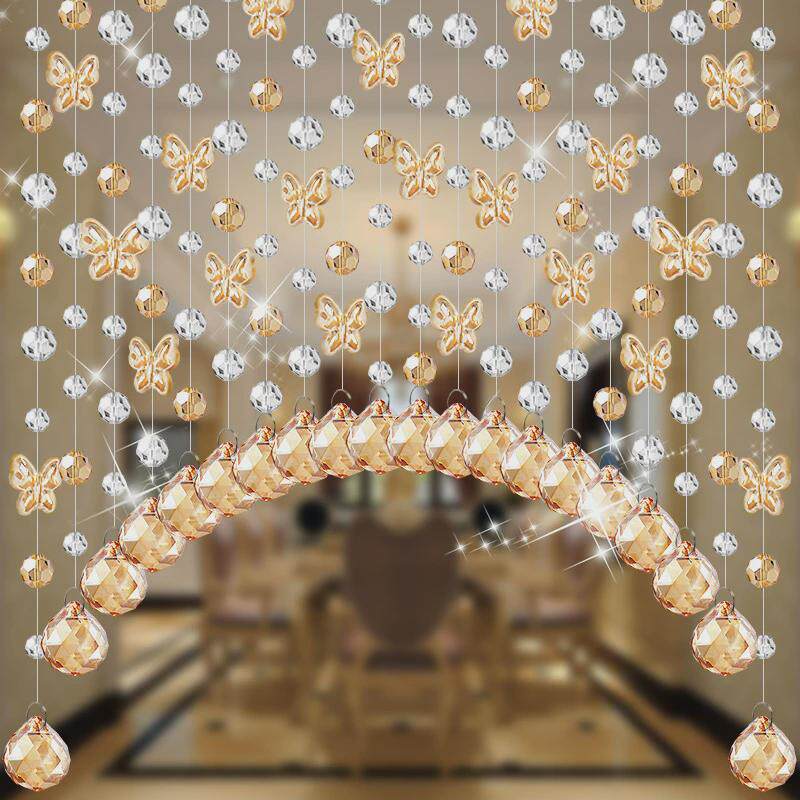 蝴蝶门帘家用卧室客厅水晶珠帘卫生间过道遮挡隔断帘子免打孔新品