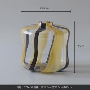 博西家居彩色摆件异形水培玻璃花瓶样板间花器软装 饰品花器条纹