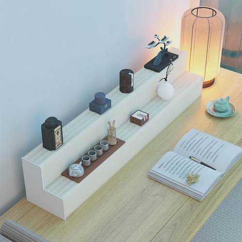 ll纸质桌面展台甜品布置陈列架时尚折叠置物台展会展示架阶梯展示