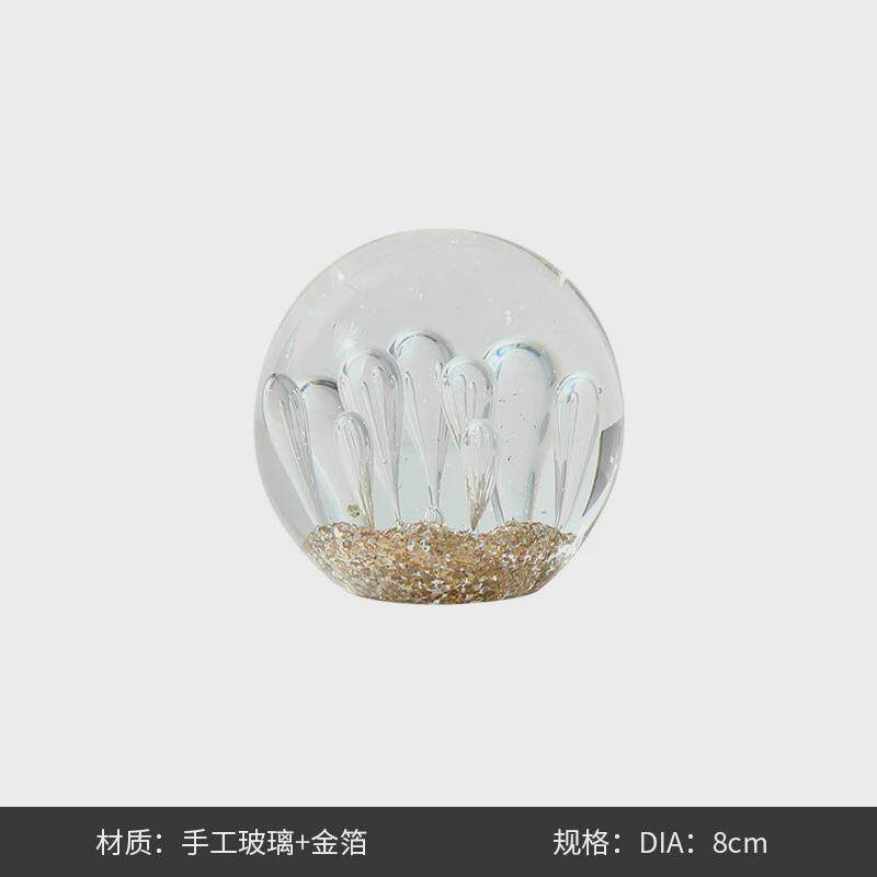 现代简约金泡玻璃球轻奢摆件时尚样板间客厅酒柜桌面创意家居饰品