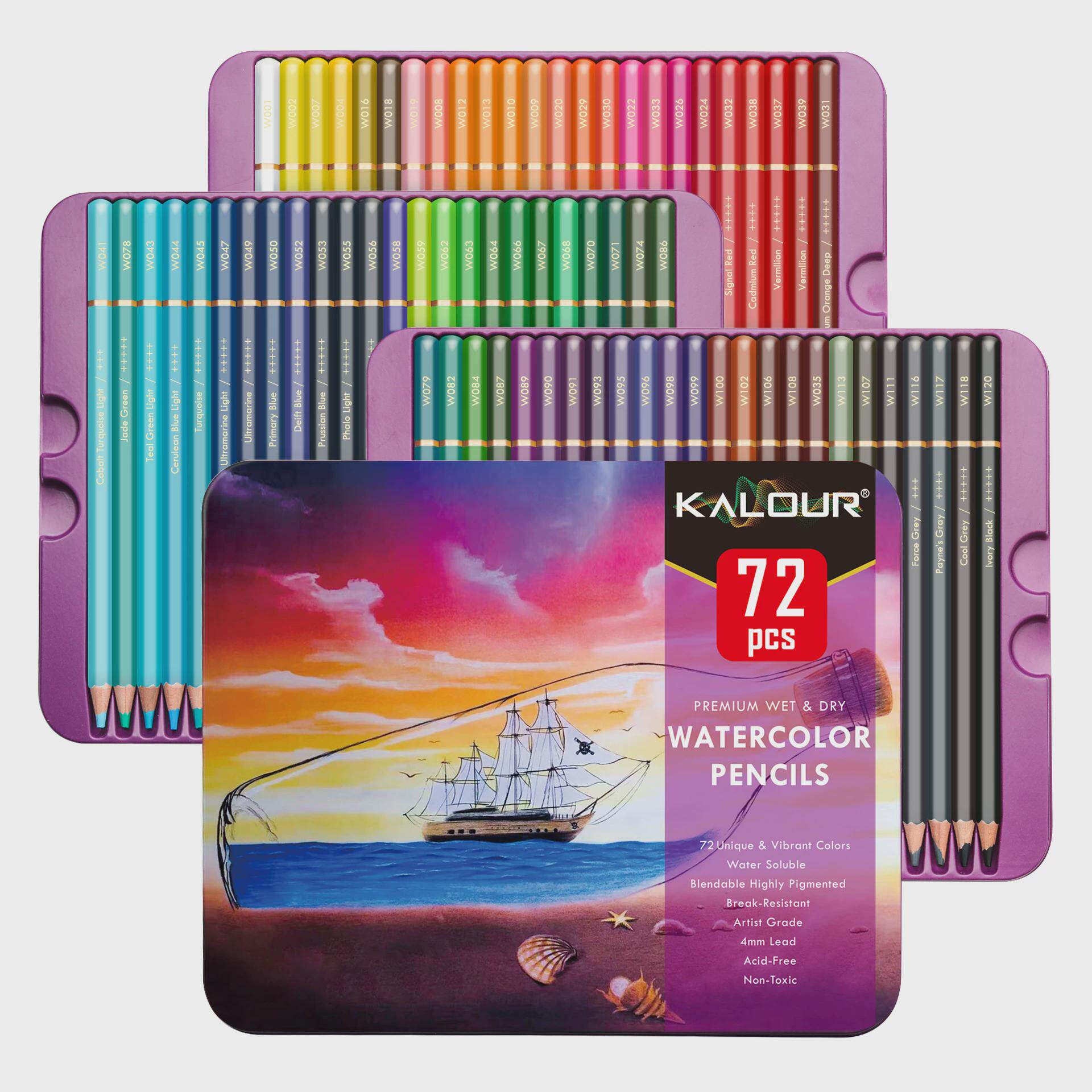 kalour彩色笔套装72色水溶性彩铅专业图画笔填美术手绘彩色铅笔