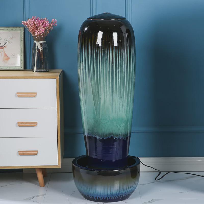 hf2x陶瓷流水喷泉客厅开业礼品加湿器家居景观装饰水景落地摆