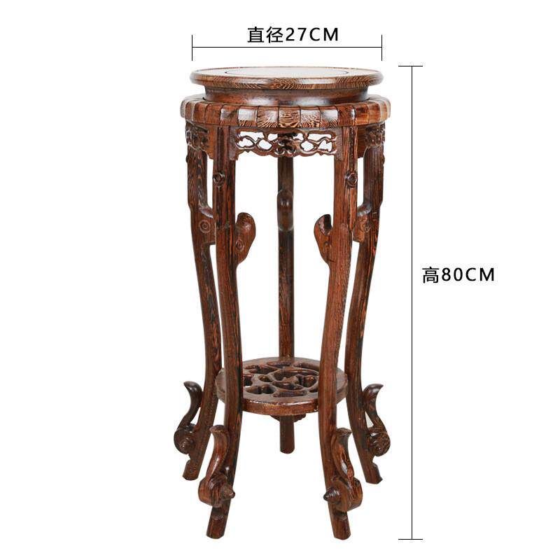 客厅实木中式室内花架吊兰绿萝鱼缸花瓶花盆景底座托架圆形落地架