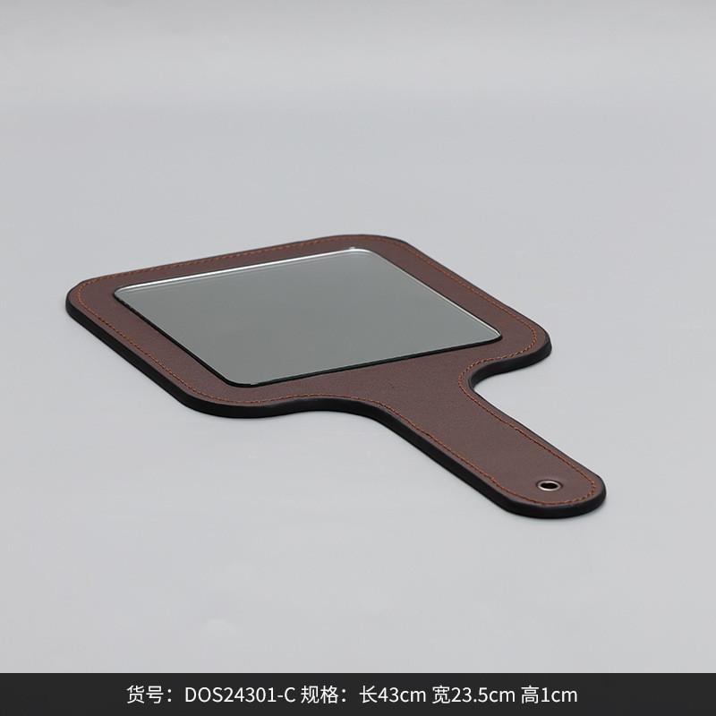 博西家居高品质皮革镜子摆件梳妆台衣帽间轻奢化妆镜高级装饰品