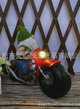 新款花园草坪精灵雕像装饰摆件小矮人树脂工艺品户外太阳能灯