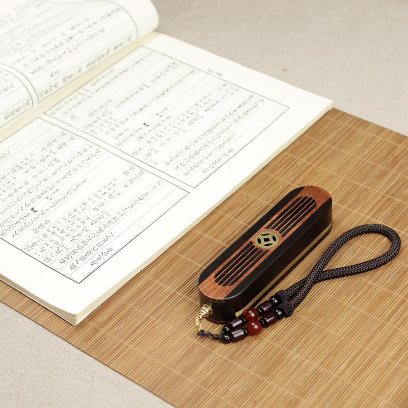 黑檀木香盒随身携带线香炉便捷双层线香盒家用室内香薰炉黄铜装饰