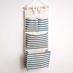 床头简约多格墙挂式收纳袋挂袋出租屋杂物挂钩布艺置物袋