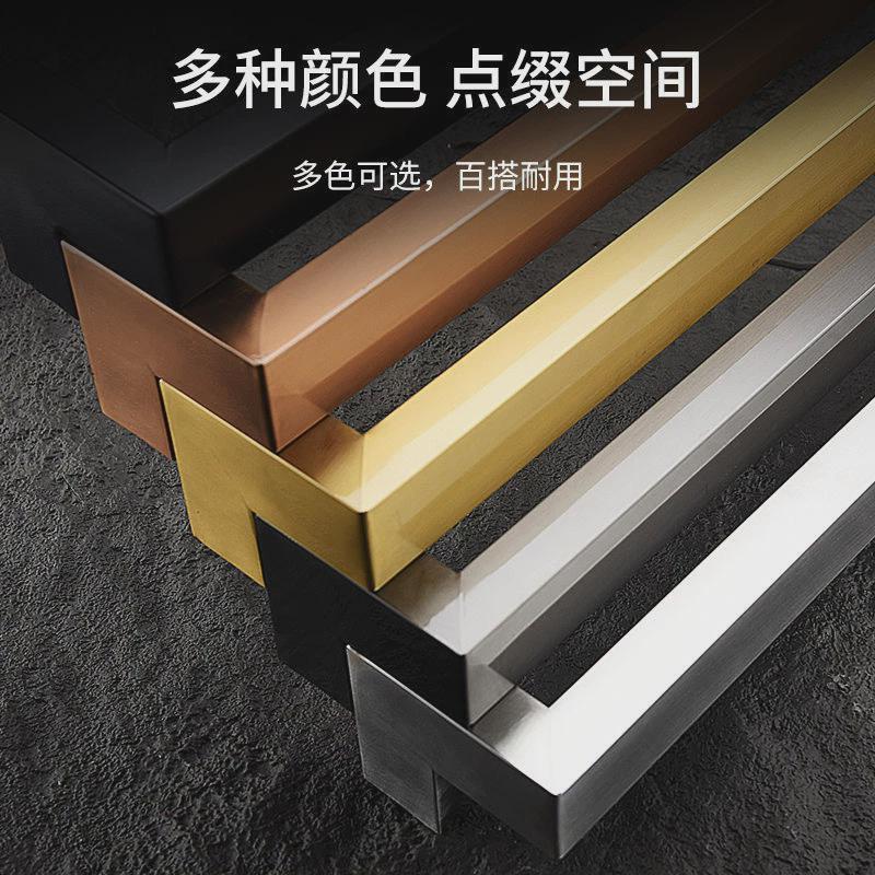 不锈钢方管拉手玻璃门门把手办公门玫瑰金拉丝哑黑高档双弯木门