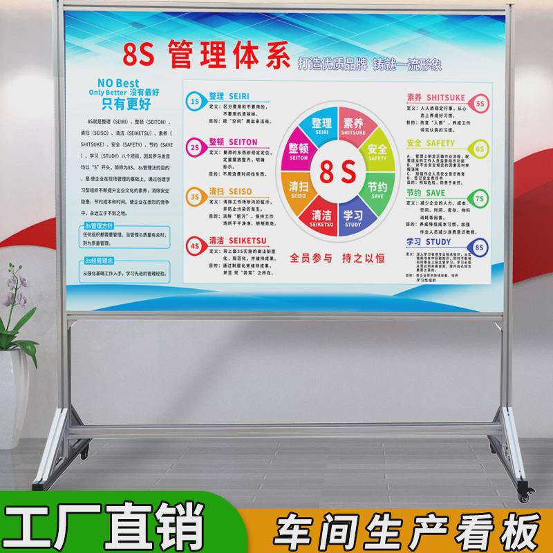 生产车间看板铝合金移动支架室内宣传栏磁性白板可擦写管理看板立