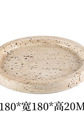 北欧侘寂装饰果盘摆件仿置物石艺术托盘几何椭圆形收纳洞盘装饰品