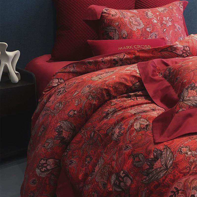 轻奢纯棉100支长绒棉四件套高端婚庆红色印花被套结婚1.8床上用品,床上用品,床品套件/四件套/多件套,淘宝优惠券,粉丝福利购,淘宝优惠卷