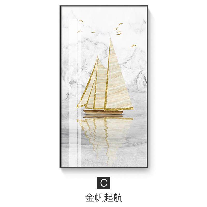 现代简约玄关装饰画楼梯过道竖版大尺寸挂画客厅一帆风顺轻奢壁画