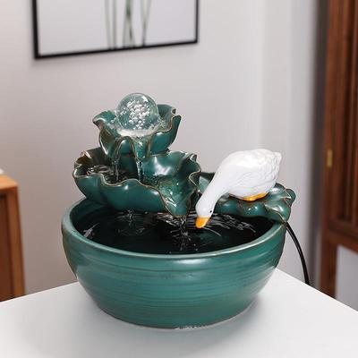 陶瓷鱼缸自动循环流水悬壶摆件室内客厅家用家居加湿器猫咪饮水机