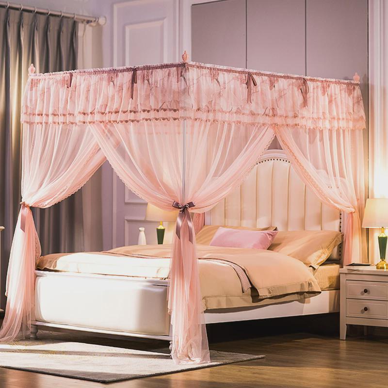 a524家用落地蚊帐1.5m床1.8m床纹帐宫廷蕾丝三开门加密加厚支