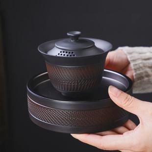 紫陶茶洗大号家用复古洗茶碗笔洗茶渣缸水洗杯洗水盂功夫茶具茶道