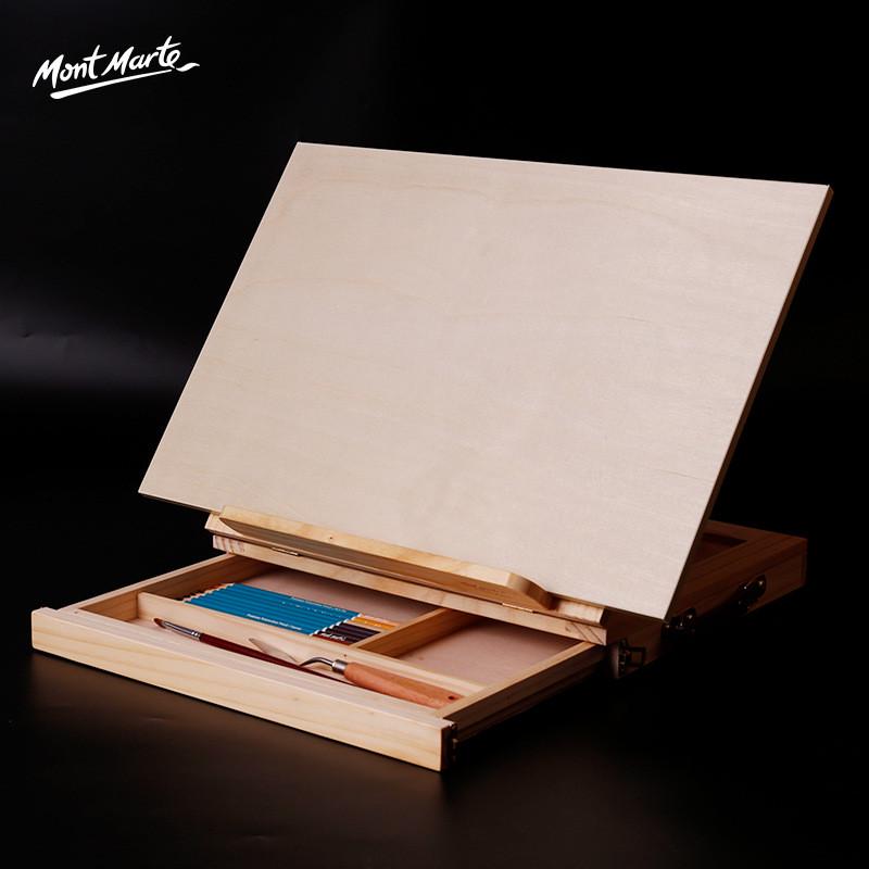 蒙玛特榉木培训桌面画架机构用素描写生画架折叠式油画架