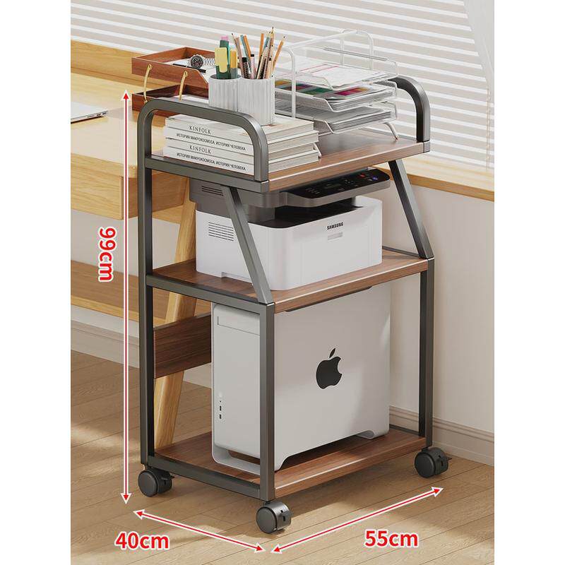 放打印机置物架落地放置柜储物架子可移动办公室桌边电脑主机托架