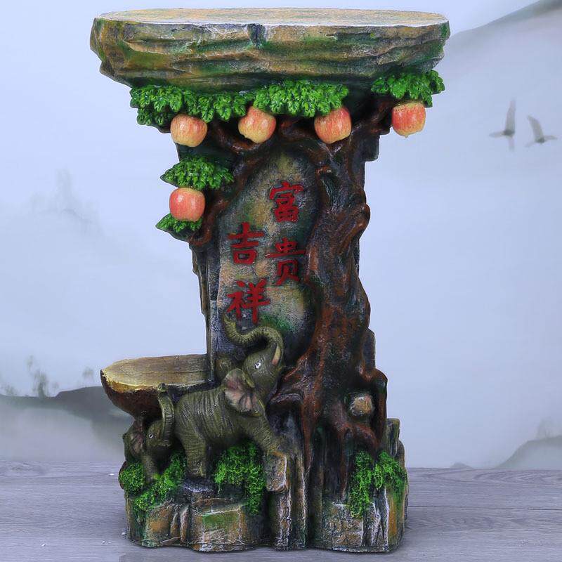 假山底座工艺品摆件创意家居装饰品盆景树桩仿木根雕客厅流水喷泉