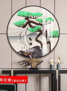 浩隆圆形晶瓷画烤瓷镶钻壁背景现代简约沙发挂画玄关客厅装饰画