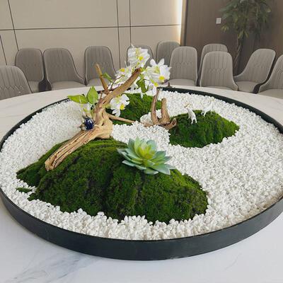 餐桌中间摆件大圆桌中间转盘摆花桌花仿真花圆桌中间造景装饰景观