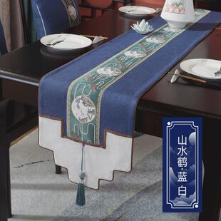 新中式防水桌旗禅意布艺长条茶席高端桌巾茶桌垫茶几桌布轻奢现货